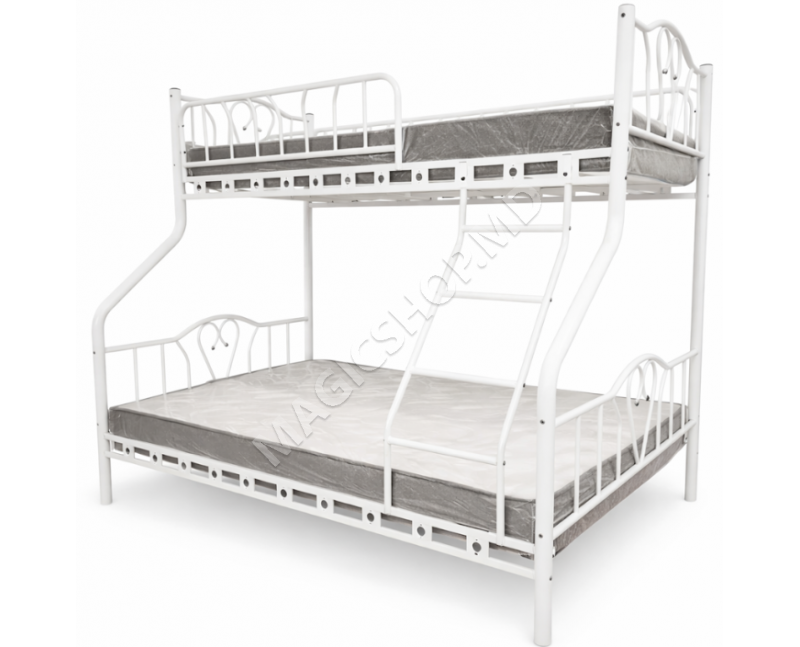 Pat 2 nivele Orkide Triple 90x200+140x200 cm alb, gri